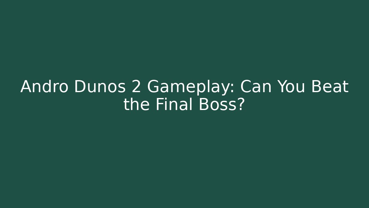 Andro Dunos 2 Gameplay: Can You Beat the Final Boss?