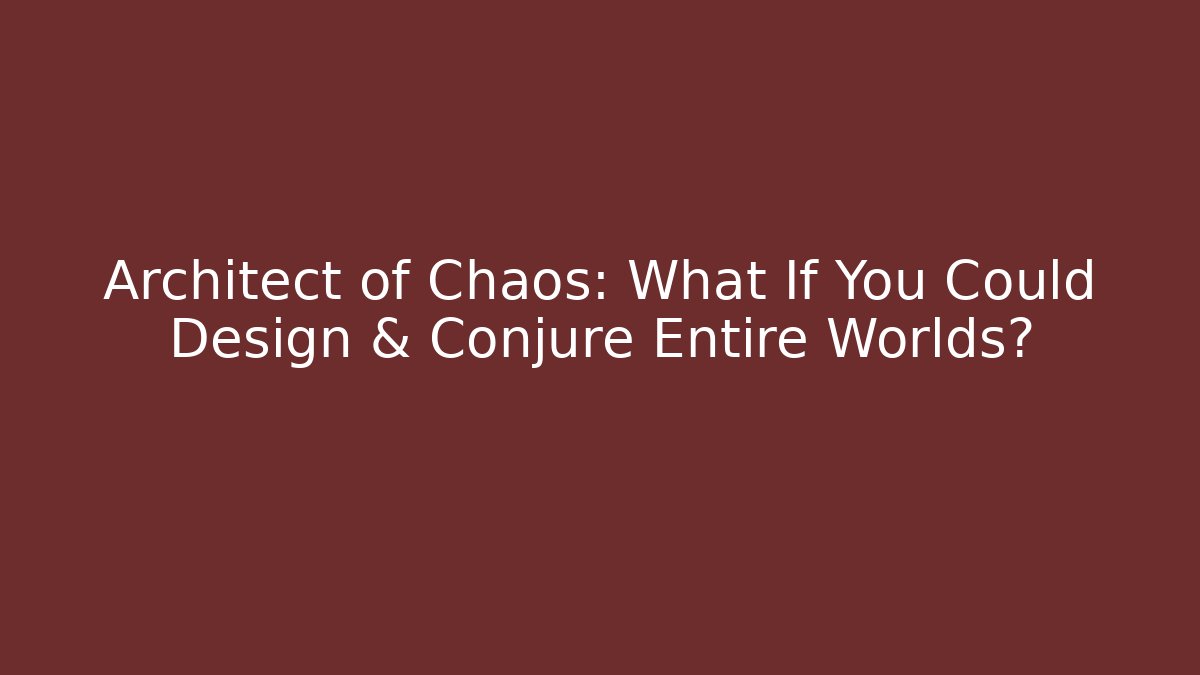 Architect of Chaos: What If You Could Design & Conjure Entire Worlds? - Celivion