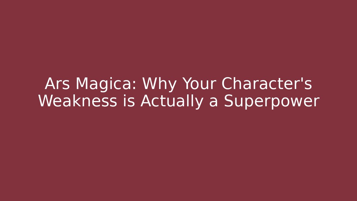 Ars Magica: Why Your Character's Weakness is Actually a Superpower - Celivion