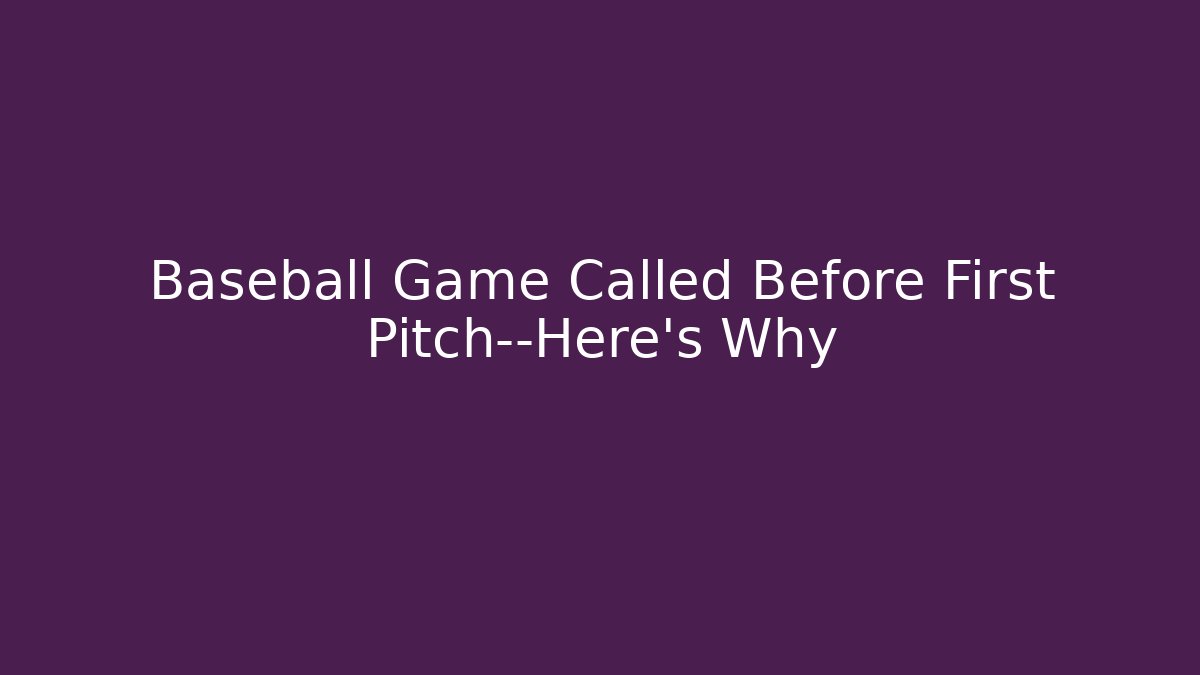 Baseball Game Called Before First Pitch—Here's Why - Celivion