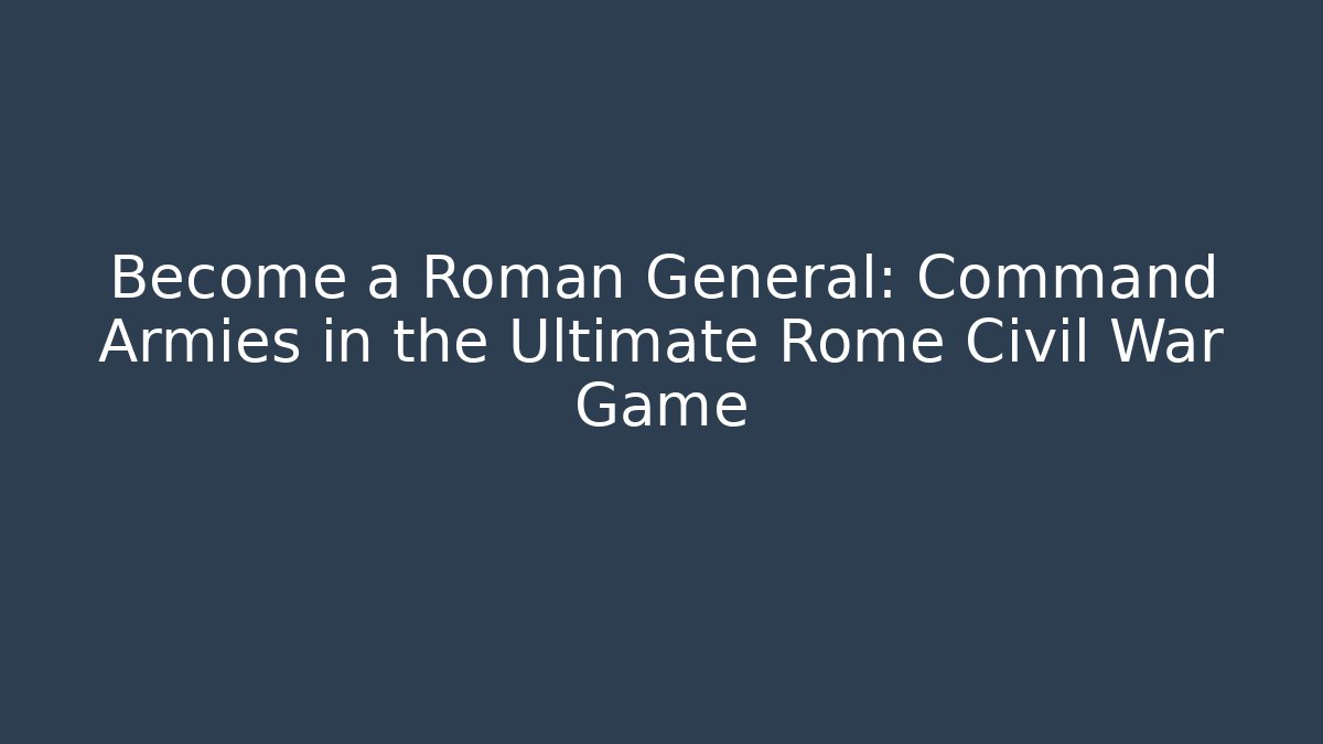 Become a Roman General: Command Armies in the Ultimate Rome Civil War Game