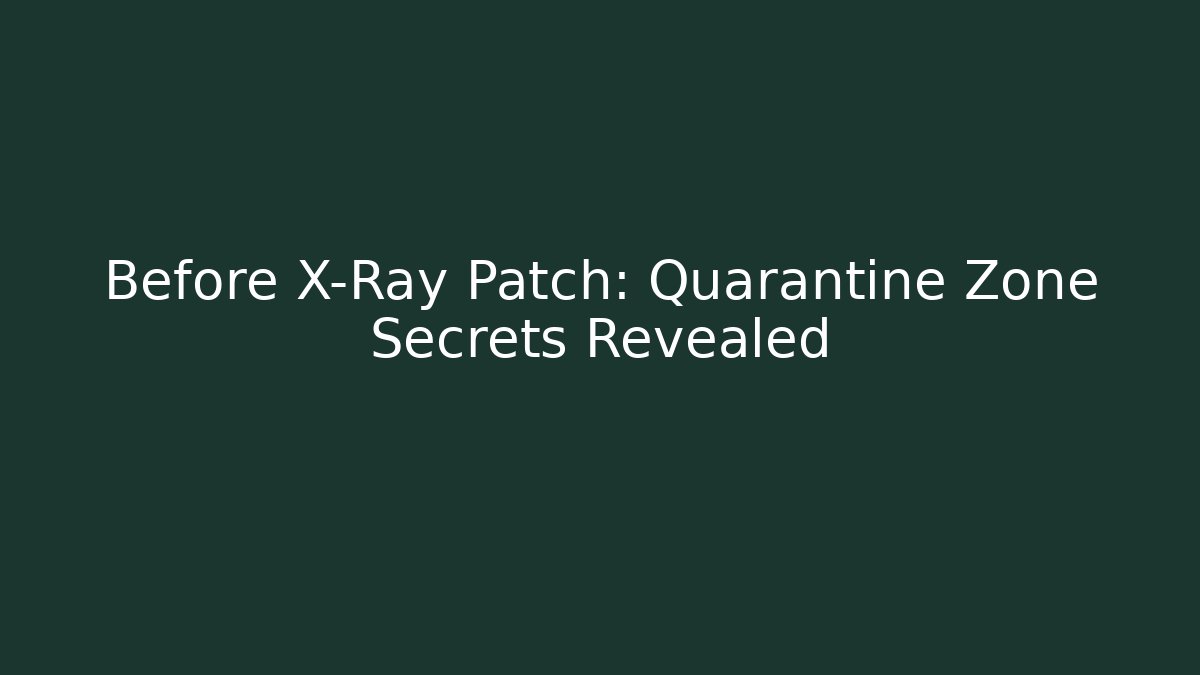 Before X-Ray Patch: Quarantine Zone Secrets Revealed