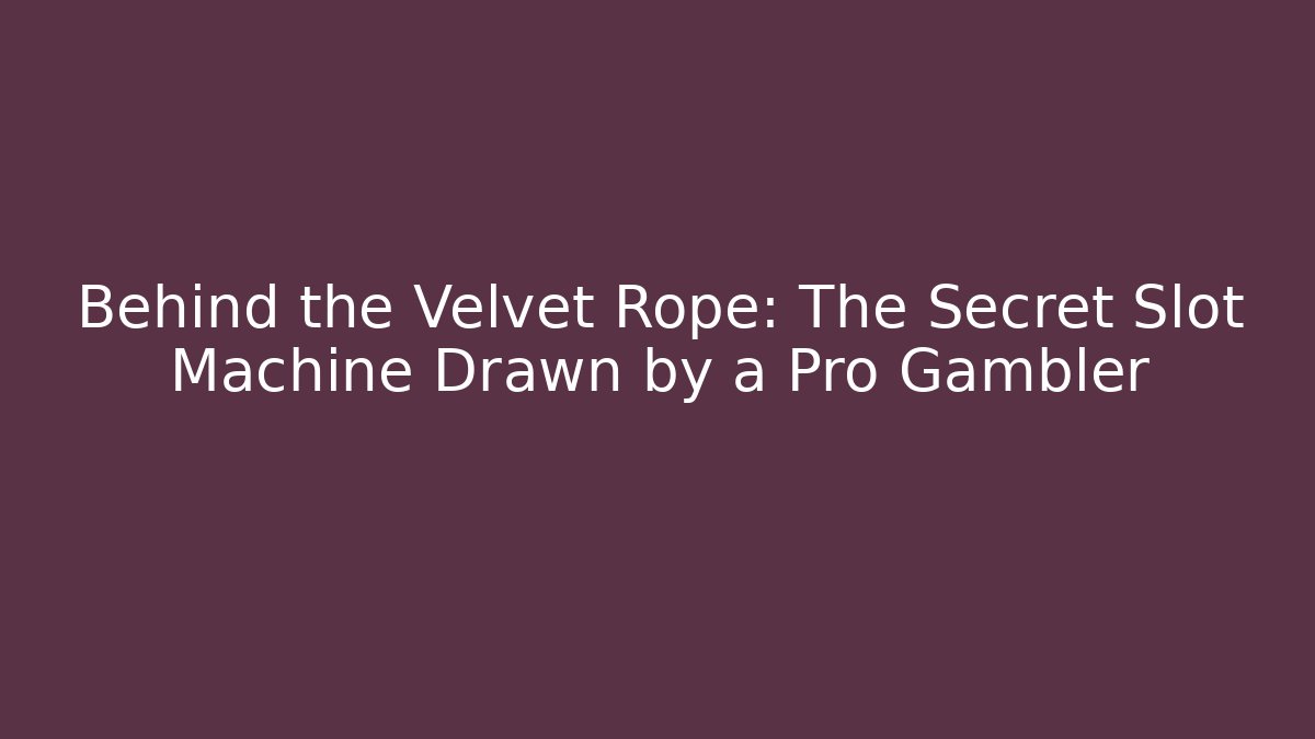 Behind the Velvet Rope: The Secret Slot Machine Drawn by a Pro Gambler