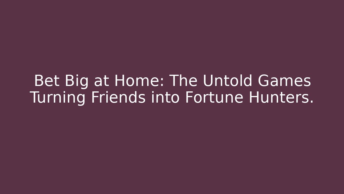 Bet Big at Home: The Untold Games Turning Friends into Fortune Hunters.