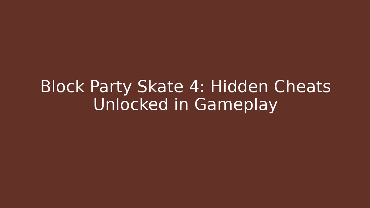 Block Party Skate 4: Hidden Cheats Unlocked in Gameplay