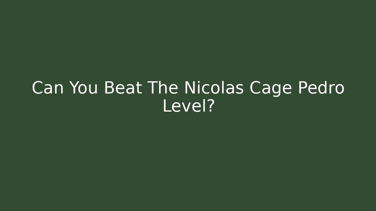 Can You Beat The Nicolas Cage Pedro Level?