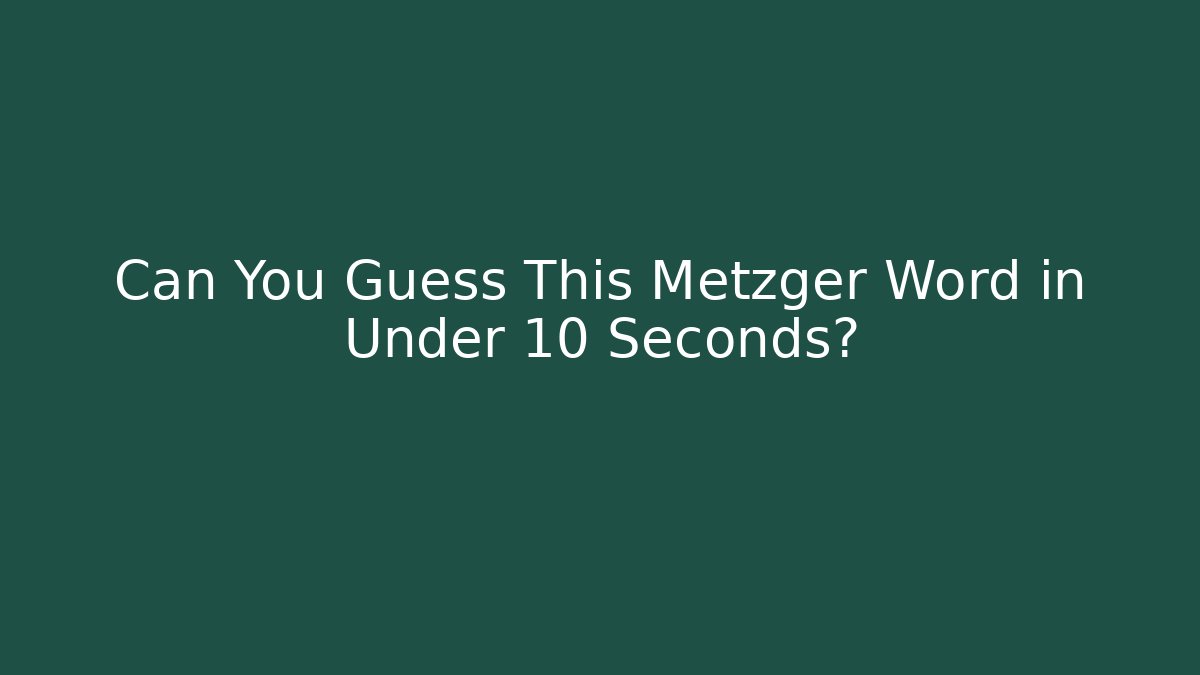 Can You Guess This Metzger Word in Under 10 Seconds?