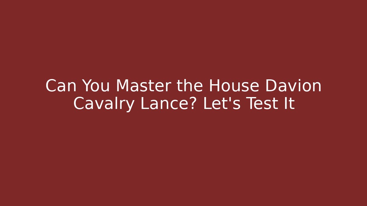 Can You Master the House Davion Cavalry Lance? Let's Test It