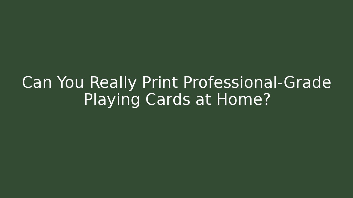 Can You Really Print Professional-Grade Playing Cards at Home?