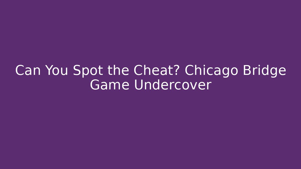 Can You Spot the Cheat? Chicago Bridge Game Undercover