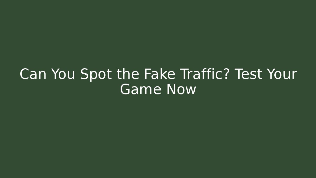 Can You Spot the Fake Traffic? Test Your Game Now