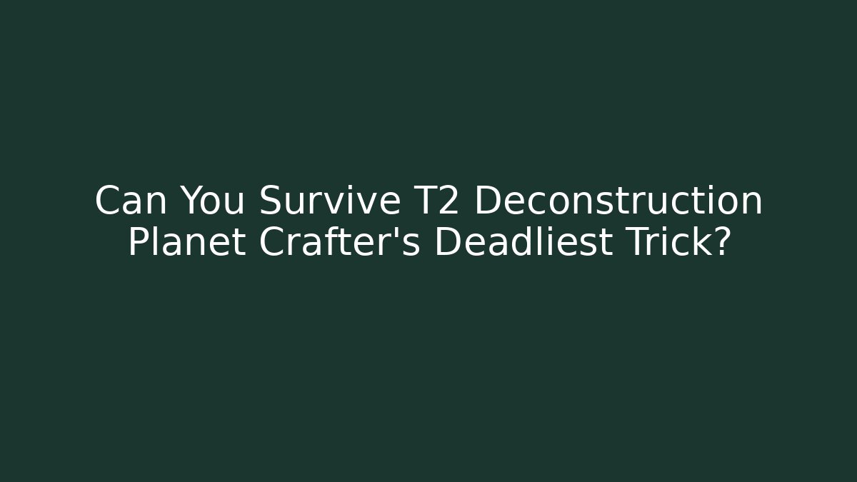 Can You Survive T2 Deconstruction Planet Crafter's Deadliest Trick?