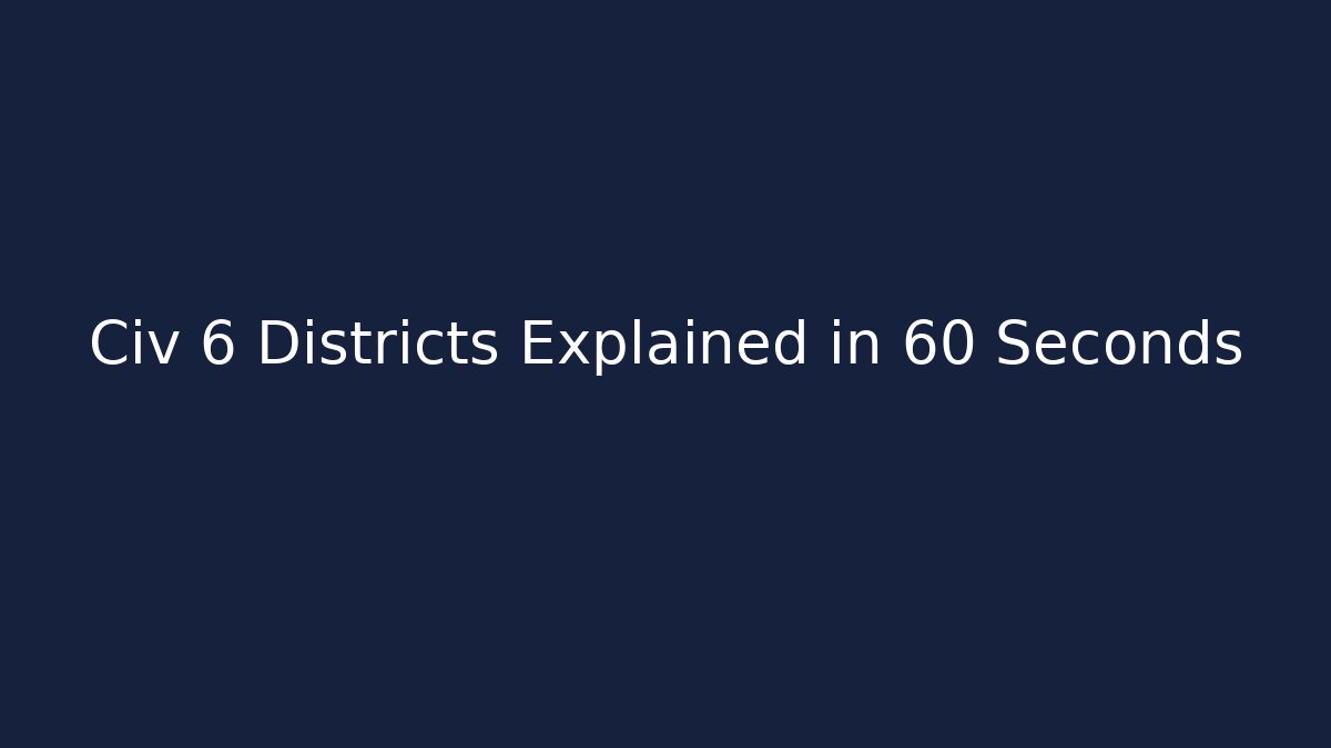 Civ 6 Districts Explained in 60 Seconds