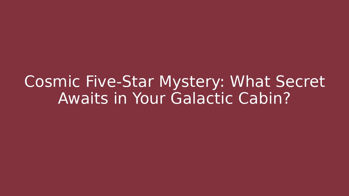 Cosmic Five-Star Mystery: What Secret Awaits in Your Galactic Cabin? - Celivion