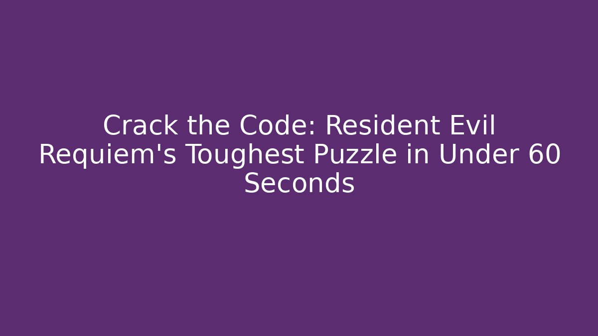Crack the Code: Resident Evil Requiem's Toughest Puzzle in Under 60 Seconds
