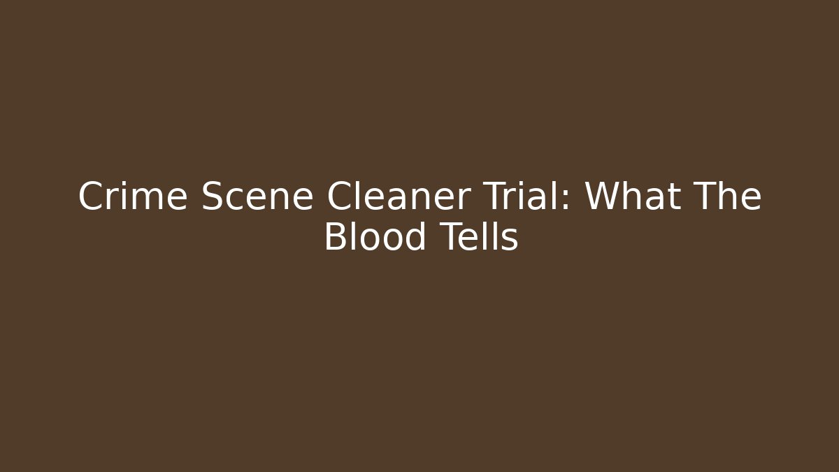 Crime Scene Cleaner Trial: What The Blood Tells