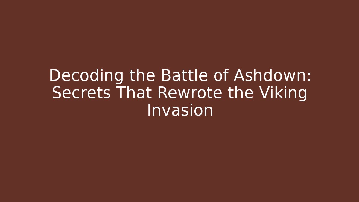 Decoding the Battle of Ashdown: Secrets That Rewrote the Viking Invasion