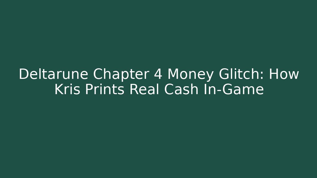 Deltarune Chapter 4 Money Glitch: How Kris Prints Real Cash In-Game