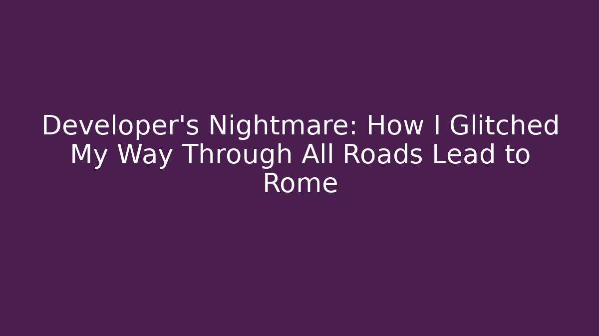 Developer's Nightmare: How I Glitched My Way Through All Roads Lead to Rome