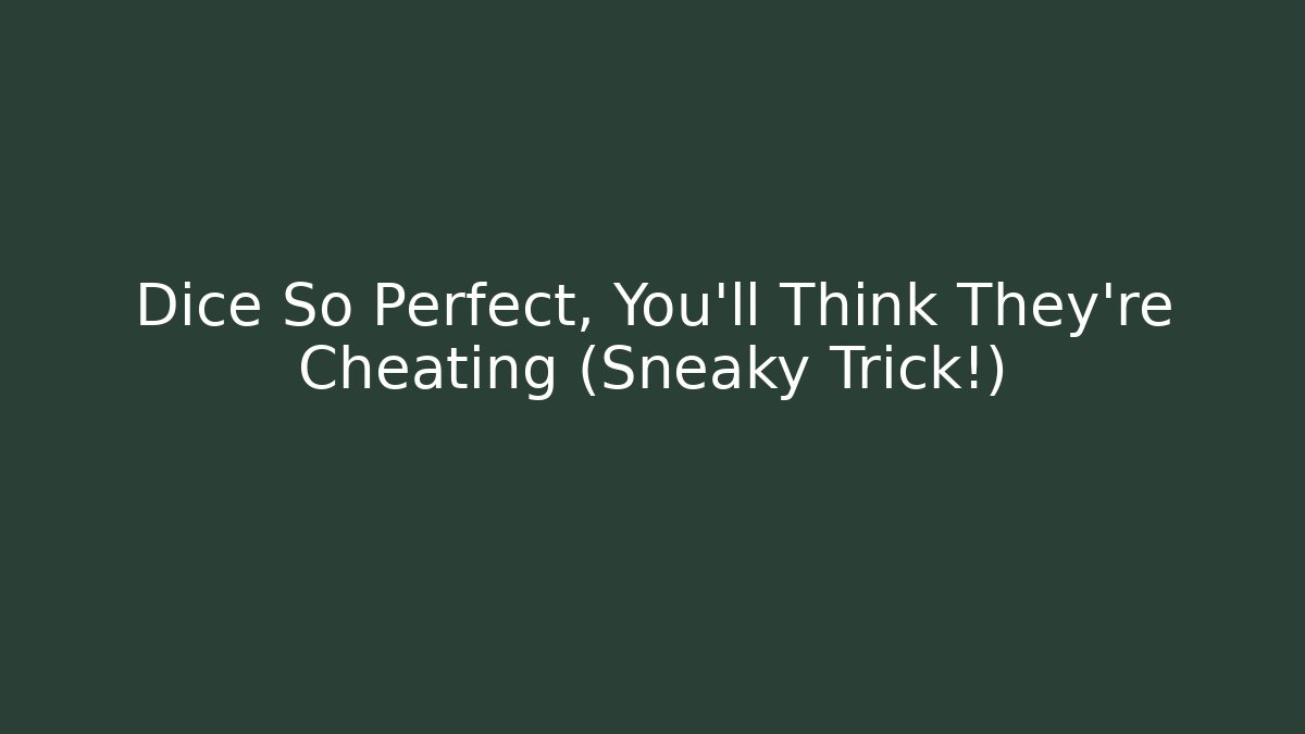 Dice So Perfect, You'll Think They're Cheating (Sneaky Trick!)