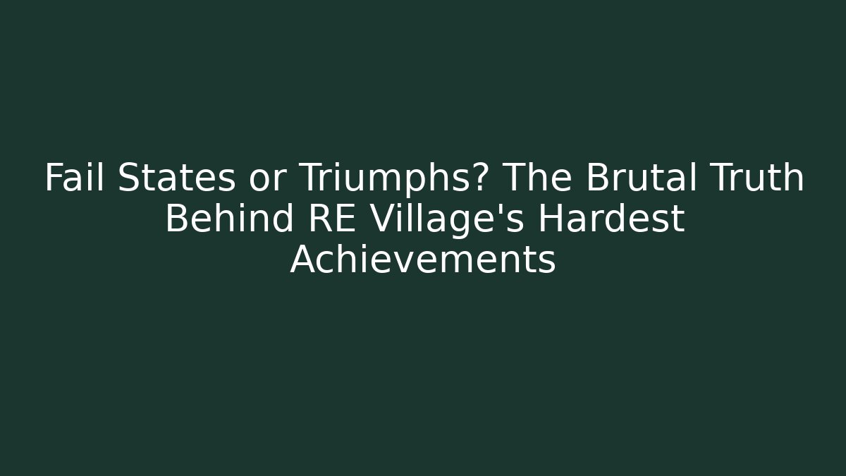 Fail States or Triumphs? The Brutal Truth Behind RE Village's Hardest Achievements