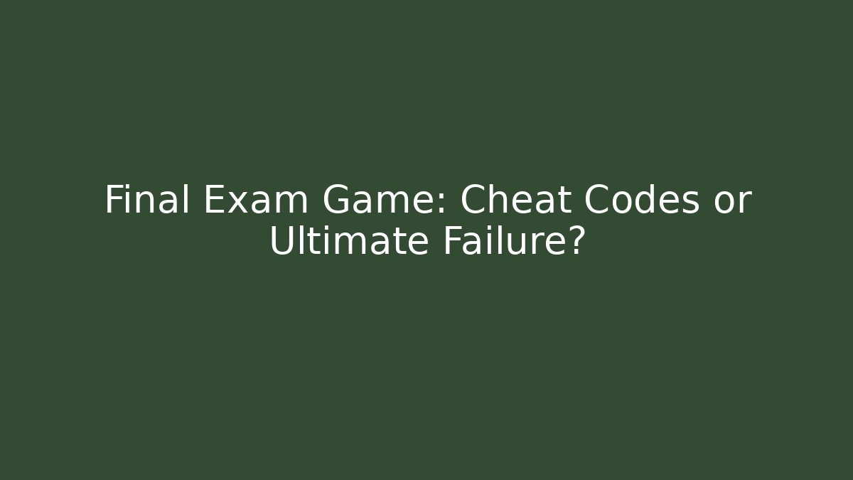 Final Exam Game: Cheat Codes or Ultimate Failure?