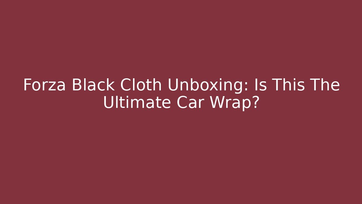 Forza Black Cloth Unboxing: Is This The Ultimate Car Wrap?