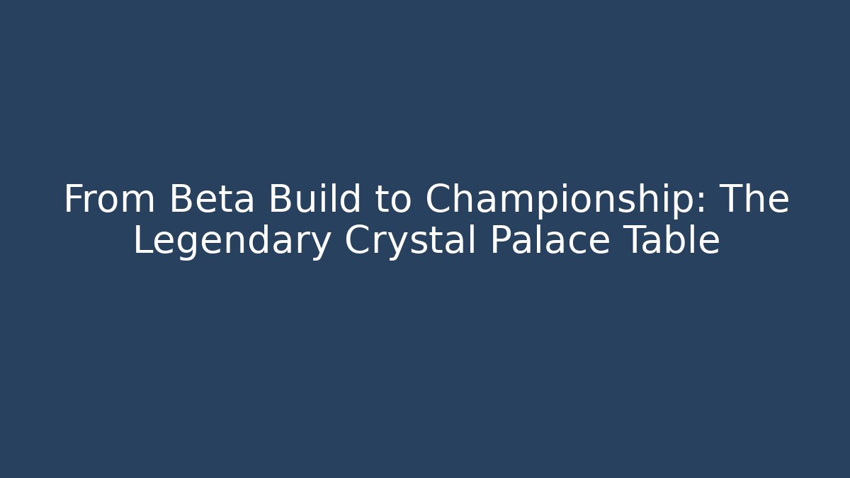 From Beta Build to Championship: The Legendary Crystal Palace Table
