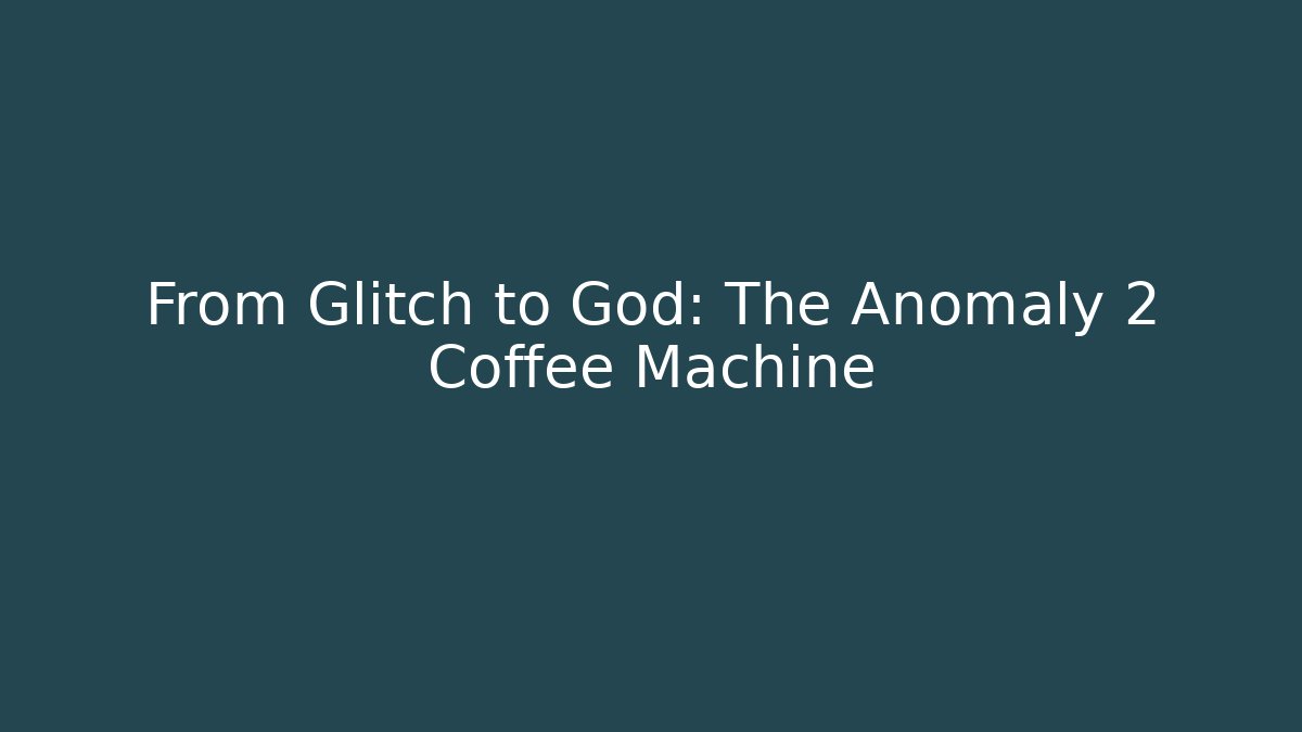From Glitch to God: The Anomaly 2 Coffee Machine