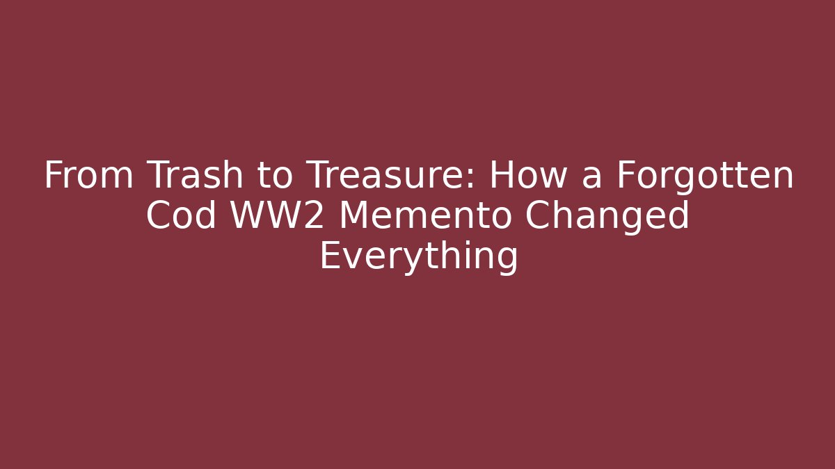 From Trash to Treasure: How a Forgotten Cod WW2 Memento Changed Everything