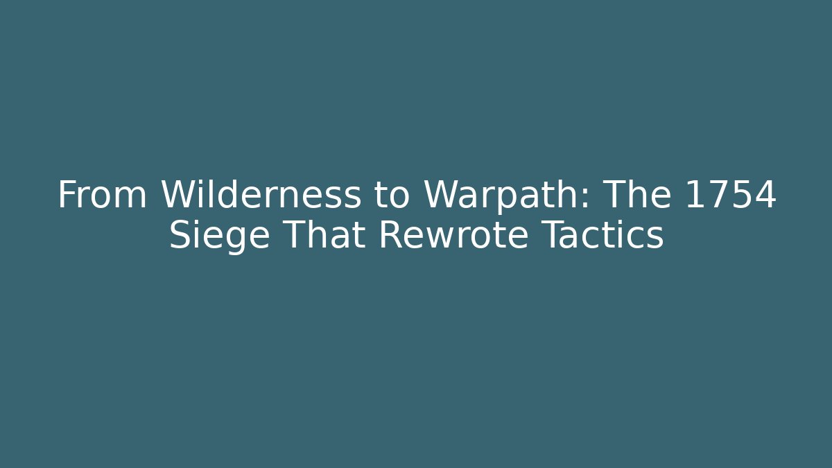 From Wilderness to Warpath: The 1754 Siege That Rewrote Tactics