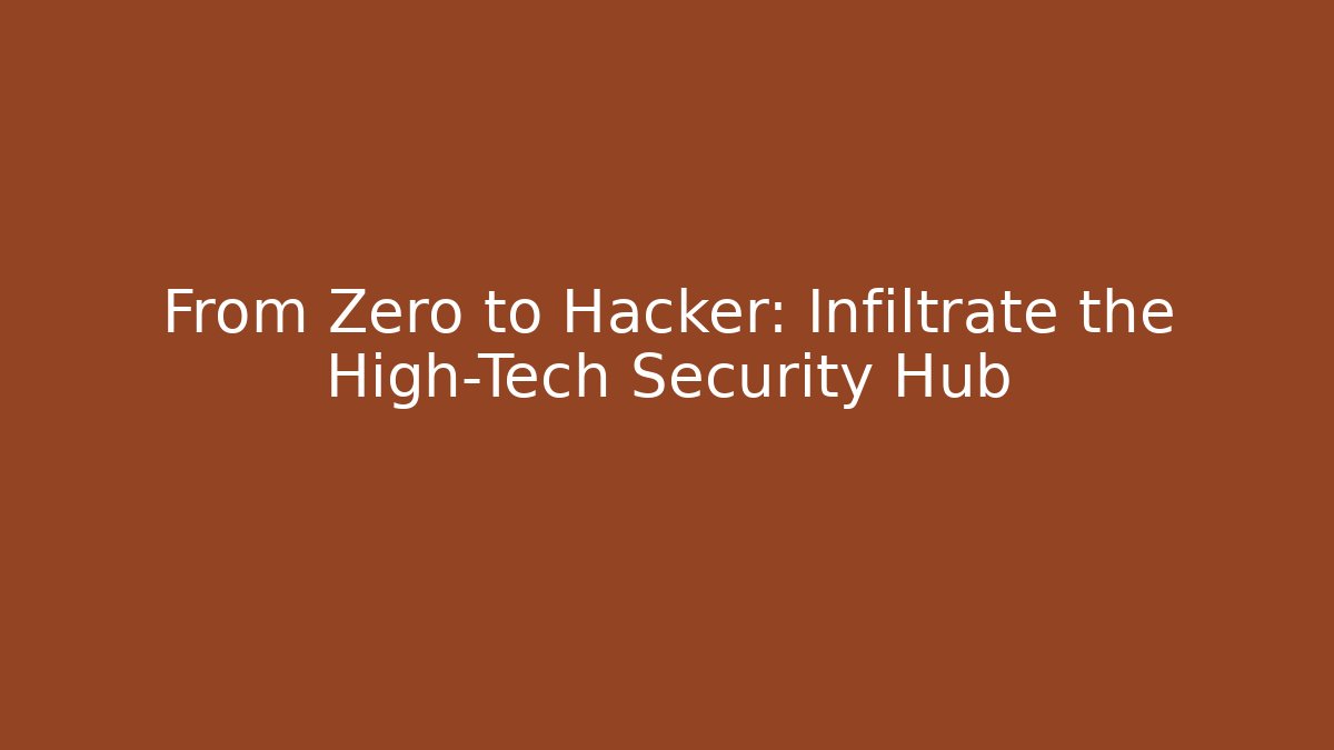 From Zero to Hacker: Infiltrate the High-Tech Security Hub