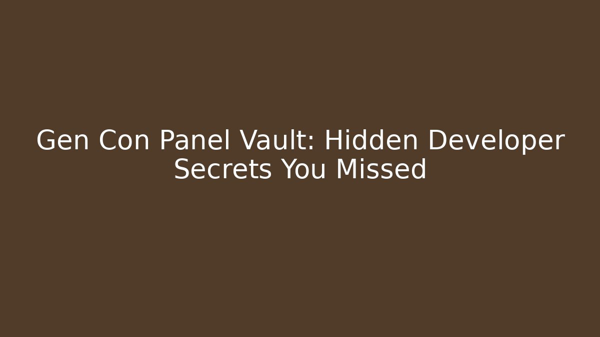 Gen Con Panel Vault: Hidden Developer Secrets You Missed