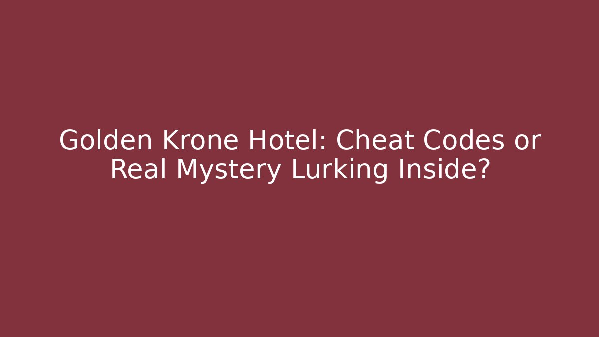 Golden Krone Hotel: Cheat Codes or Real Mystery Lurking Inside?