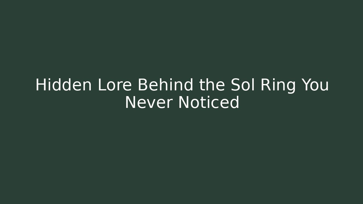 Hidden Lore Behind the Sol Ring You Never Noticed