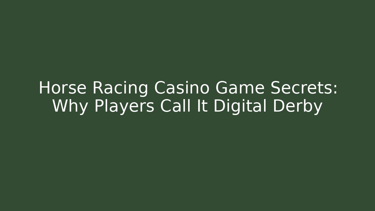 Horse Racing Casino Game Secrets: Why Players Call It Digital Derby