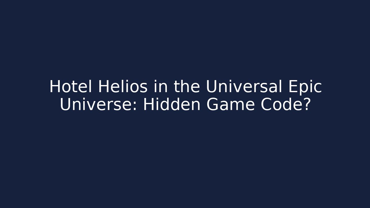 Hotel Helios in the Universal Epic Universe: Hidden Game Code? - Celivion