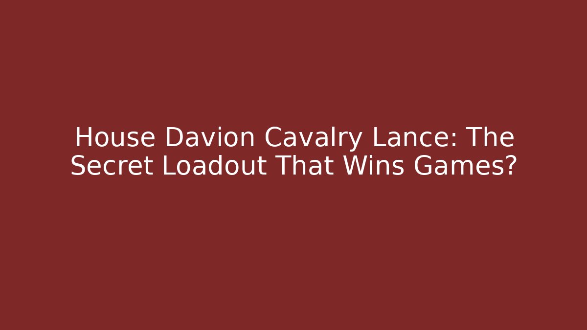 House Davion Cavalry Lance: The Secret Loadout That Wins Games?
