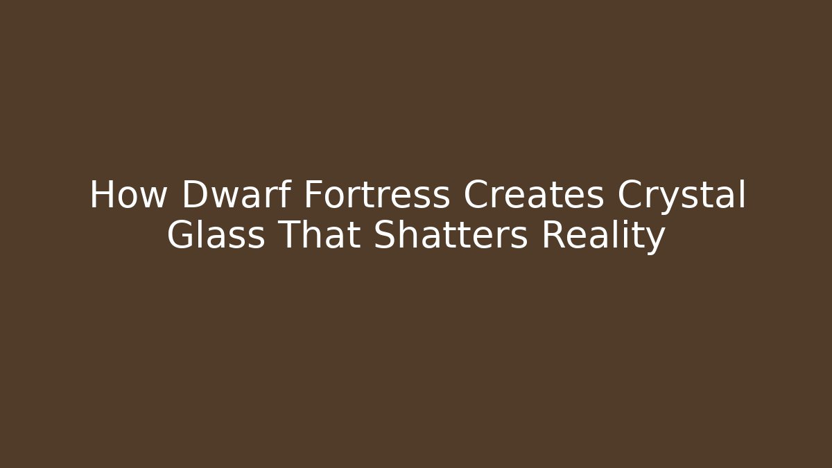 How Dwarf Fortress Creates Crystal Glass That Shatters Reality