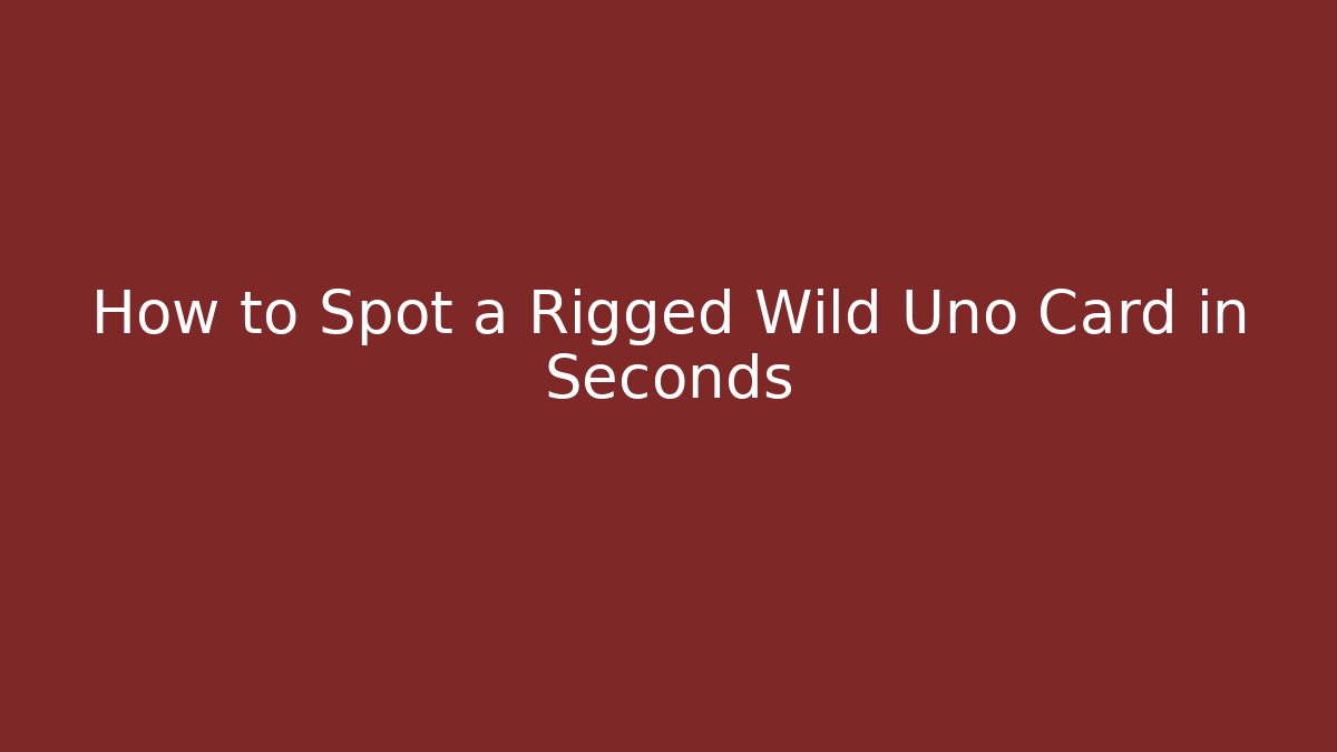 How to Spot a Rigged Wild Uno Card in Seconds