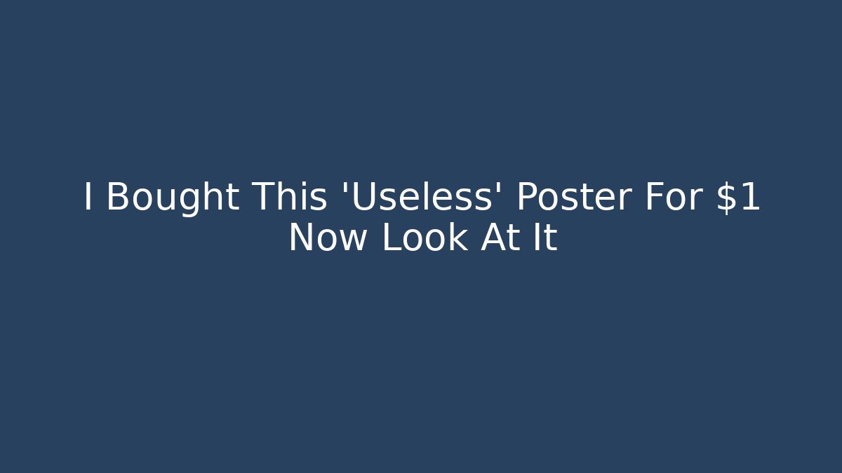 I Bought This 'Useless' Poster For $1 Now Look At It - Celivion