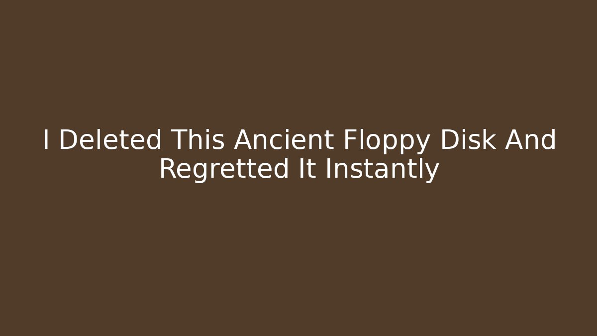 I Deleted This Ancient Floppy Disk And Regretted It Instantly