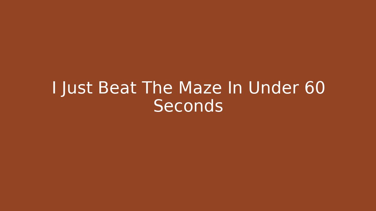 I Just Beat The Maze In Under 60 Seconds