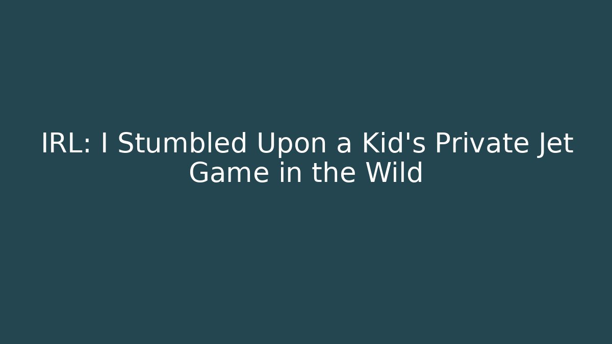 IRL: I Stumbled Upon a Kid's Private Jet Game in the Wild