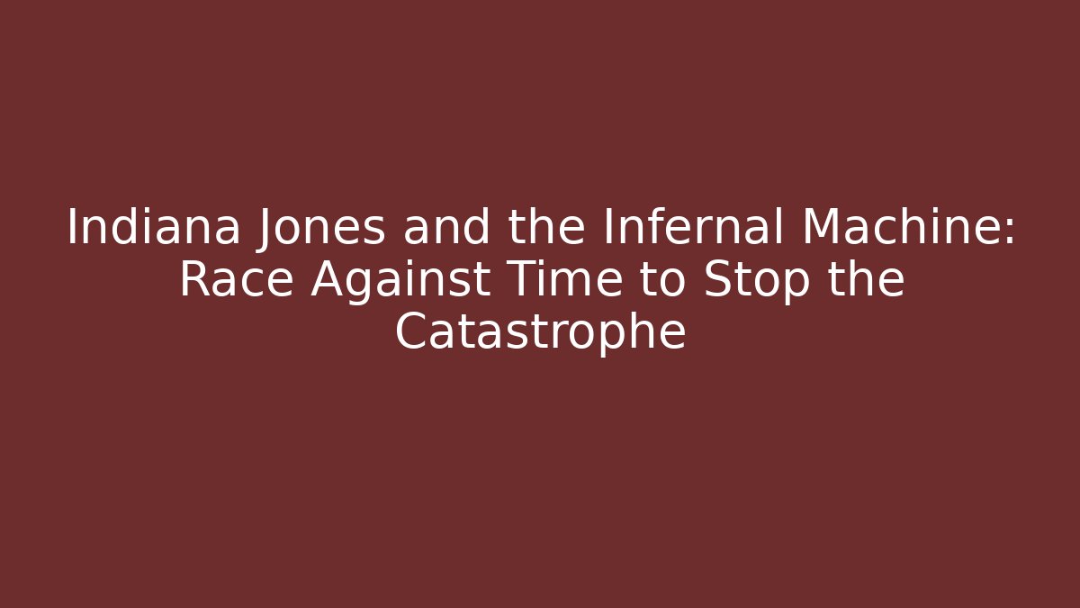 Indiana Jones and the Infernal Machine: Race Against Time to Stop the Catastrophe