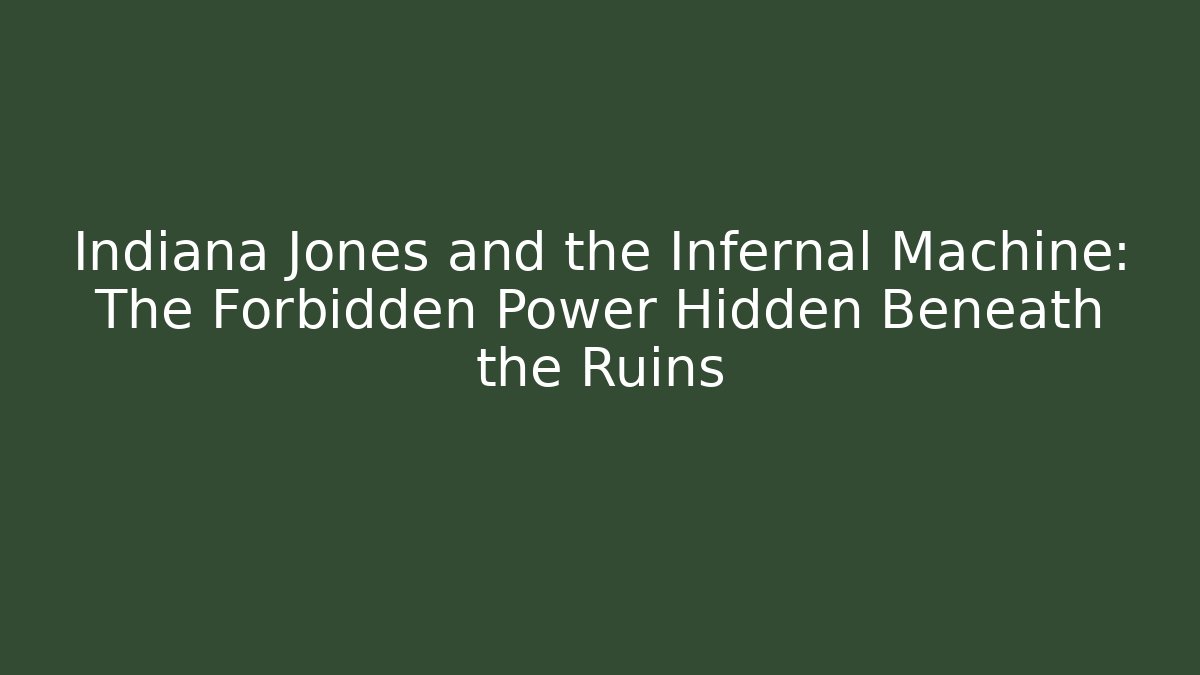 Indiana Jones and the Infernal Machine: The Forbidden Power Hidden Beneath the Ruins