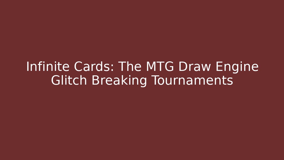 Infinite Cards: The MTG Draw Engine Glitch Breaking Tournaments