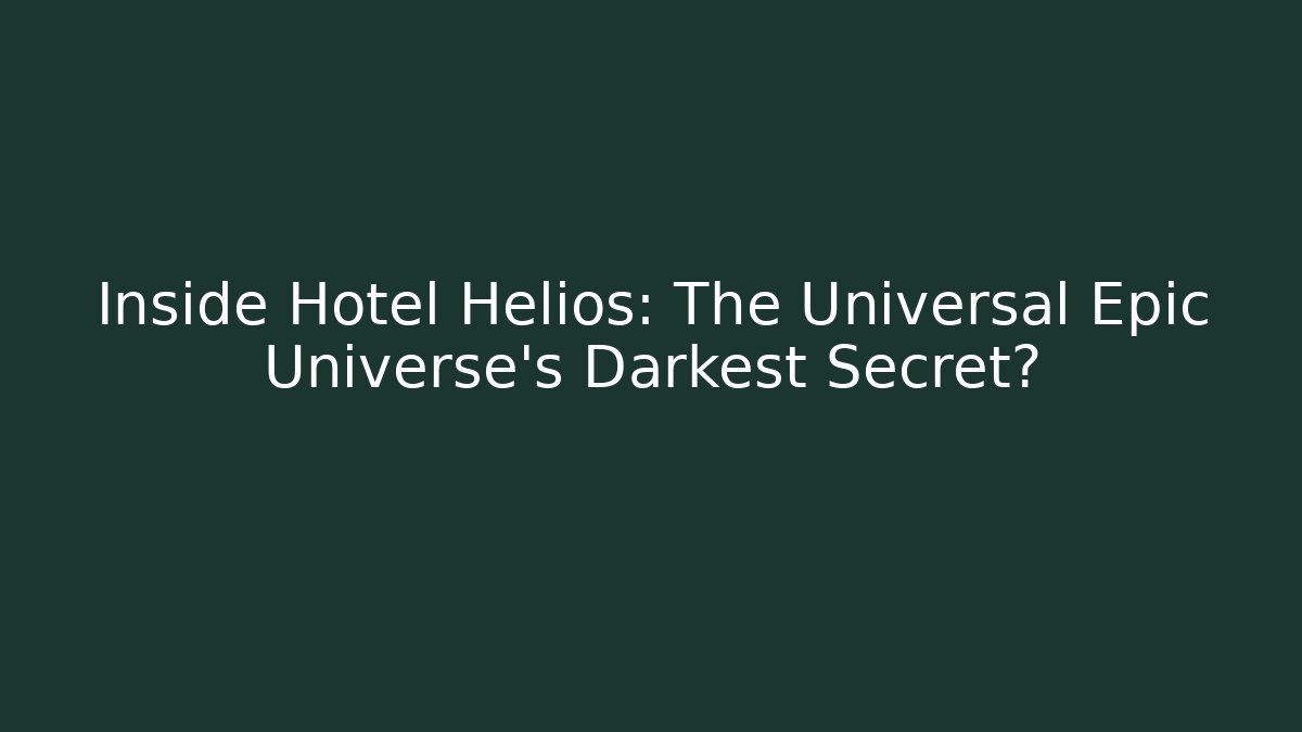 Inside Hotel Helios: The Universal Epic Universe's Darkest Secret?