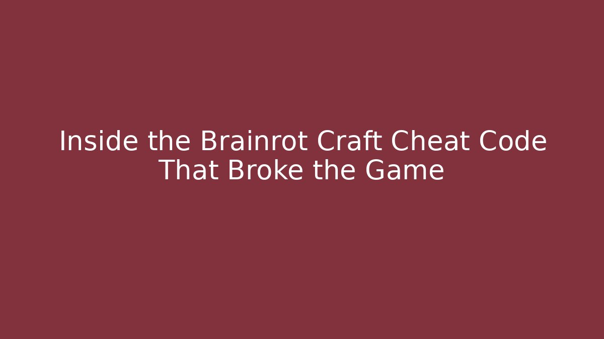 Inside the Brainrot Craft Cheat Code That Broke the Game - Celivion