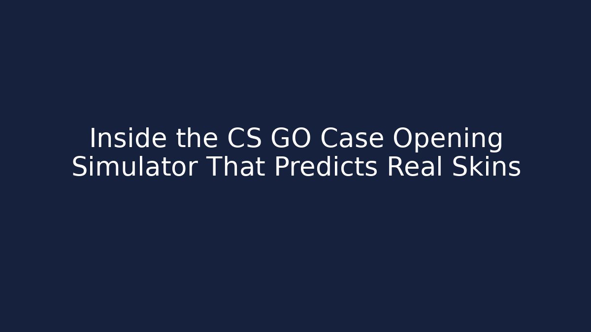 Inside the CS GO Case Opening Simulator That Predicts Real Skins - Celivion